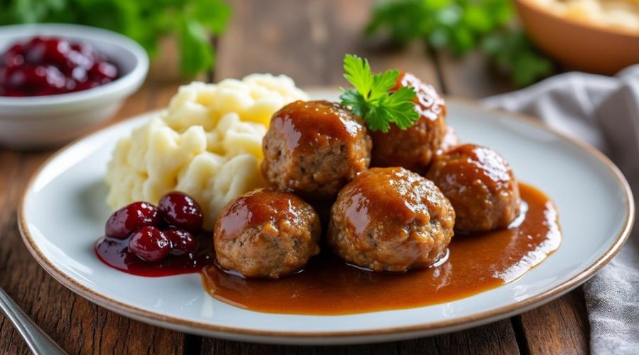 découvrez la recette traditionnelle des boulettes suédoises köttbullar, servies avec une délicieuse sauce brune onctueuse, un plat réconfortant et savoureux.
