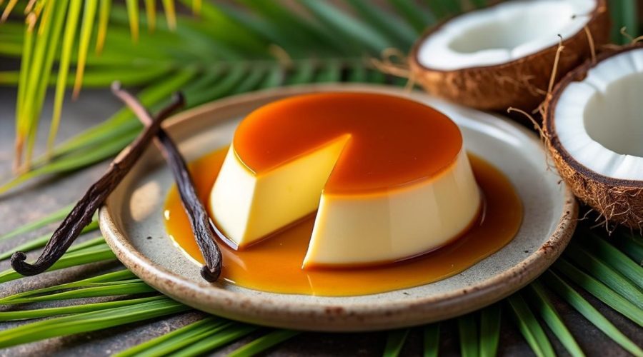 découvrez notre flan coco caraïbes à la vanille, une délicieuse douceur exotique alliant la richesse de la noix de coco et la douceur parfumée de la vanille pour un dessert gourmand et rafraîchissant.