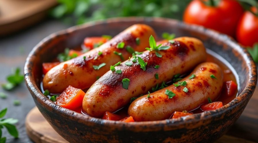 découvrez la recette traditionnelle du rougail saucisse réunionnais à la tomate fraîche, un plat savoureux et épicé qui ravira vos papilles.