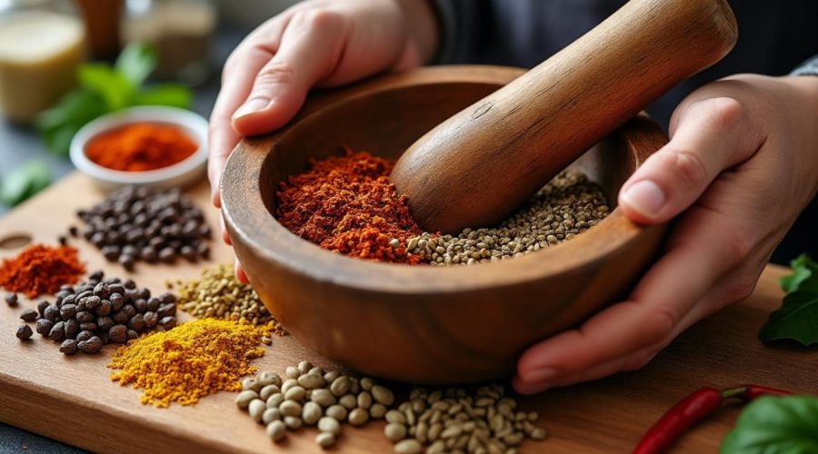 découvrez comment utiliser efficacement un mortier et un pilon pour moudre vos épices maison et révéler toutes leurs saveurs.