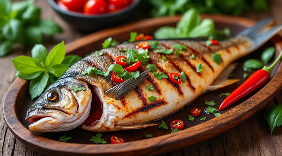 découvrez notre recette savoureuse de poisson grillé accompagné d'une sauce chien épicée, parfaite pour un repas aux saveurs exotiques et authentiques.