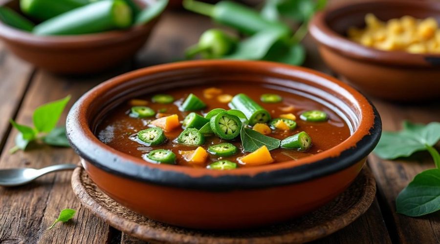 découvrez la recette traditionnelle du soupou kandja, une délicieuse soupe okra guinéenne riche en saveurs et facile à préparer.
