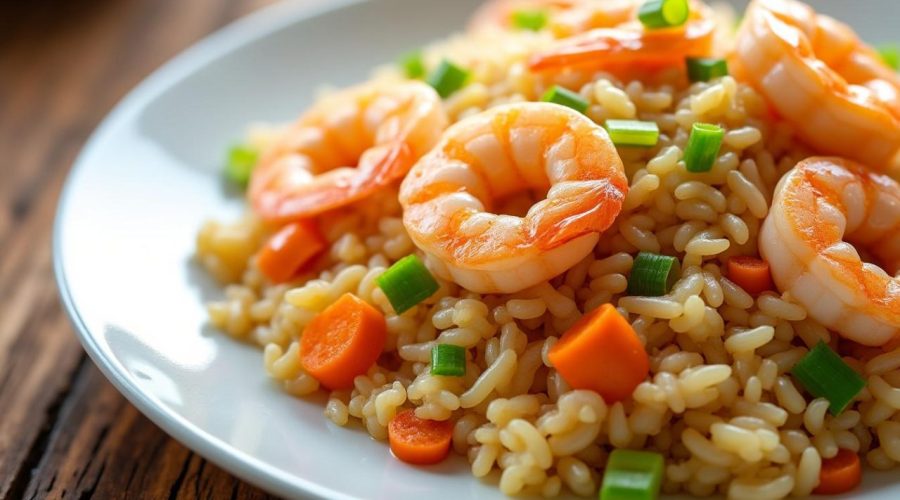 découvrez notre recette facile et savoureuse de riz cantonais aux crevettes et œufs, un plat traditionnel chinois parfait pour un repas rapide et gourmand.