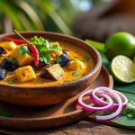 découvrez notre curry d’aubergine façon tropicale, un plat savoureux et exotique alliant épices douces et saveurs fruitées pour un voyage culinaire inoubliable.