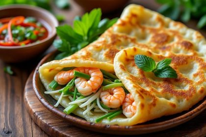 découvrez la recette traditionnelle des galettes de crevettes vietnamiennes banh xeo, savoureuses et croustillantes, parfaites pour un repas exotique et gourmand.