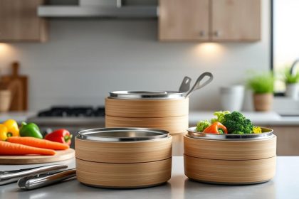 découvrez nos paniers vapeur empilables pour un gain de place optimal en cuisine tout en cuisant vos aliments à la perfection.