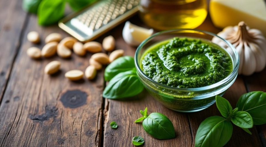 découvrez notre recette authentique de pesto genovese maison, préparée avec du basilic italien frais pour un goût traditionnel et savoureux.